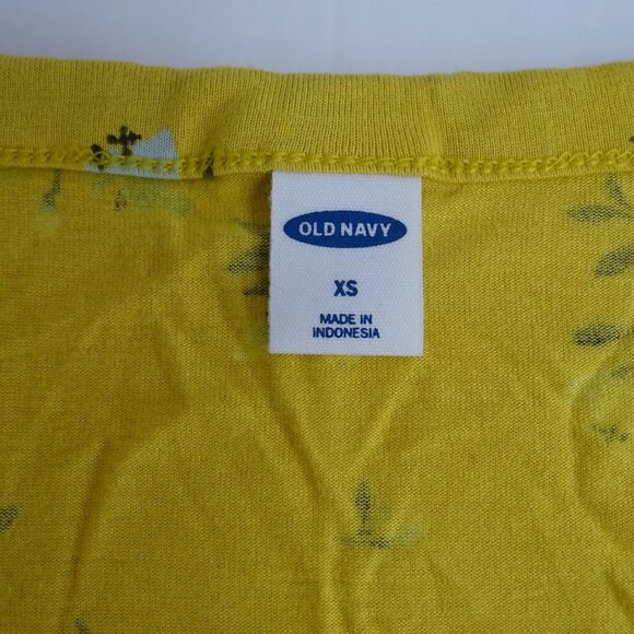 Old Navy Yellow Floral Button Up Short Sleeve Top Women Size XS Jersey Knit - Picture 4 of 8